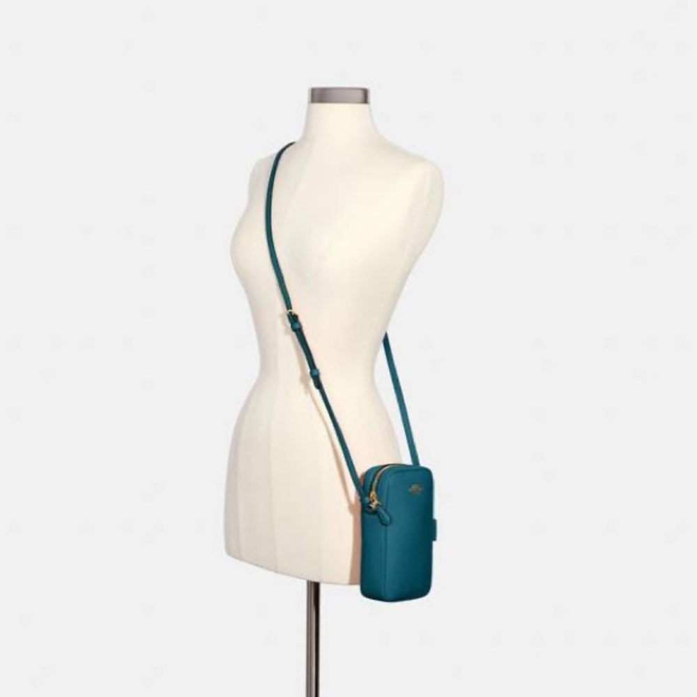 Coach phone crossover bag North/south zip crossbody bag Teal